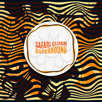 Orange Striped Safari glitch background. Distortion, contemporary noise bands. For trendy banners, presentations, flyers, design
