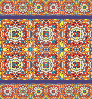 Bright traditional Talavera ornament. Mexican seamless pattern simulates colorful glazed ceramic tiles. For fabrics, prints, t-shirts, bags, wrapping paper.