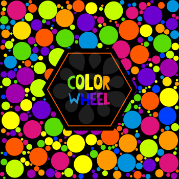 Color wheel palett or color circle on black background. The physical representation of color transitions and HSB.