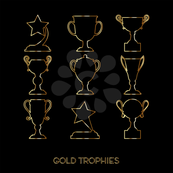 Winner award cup. Vector cup flat goblet icon set.