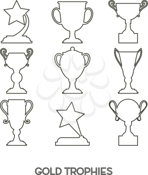 Winner award cup. Vector cup flat goblet icon set.