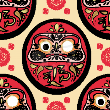 Daruma doll seamless pattern. Texture for scrapbooking, wrapping paper, textiles, web page, textile wallpapers, surface design, fashion