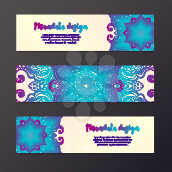 Mandala banner, Indian style. Bohemian Cards Unique cards for printing supplies