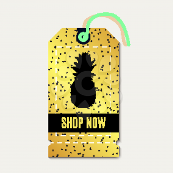 Tag sale, discount. With pinapple gold background. For advertising, business websites print