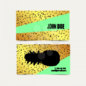 Business cards With pineapple vintage gold background. For advertising, business, websites, print