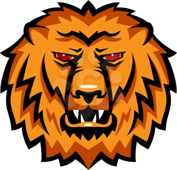 Mascot the muzzle of a lion. Talisman college sports teams, school logo.