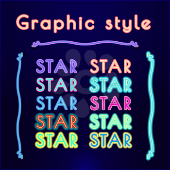 NEON Retro Graphic Styles in the style of 80s. For print and web design on a casino theme, party, disco flayer