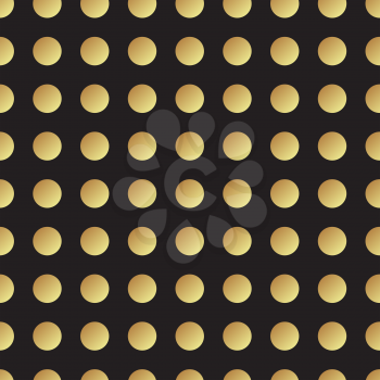 Universal vector black and gold seamless pattern, tiling. Polka dot geometric ornaments. Texture for scrapbooking, wrapping paper, textiles, home decor, surface design, fashion.
