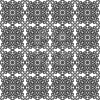 Vector seamless pattern with national Russian lace black and white. Monochrome floral texture 