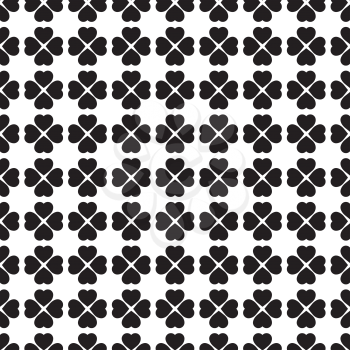 Monochrome seamless pattern with clover leaves, the symbol of St. Patrick's Day in Ireland. Texture for scrapbooking, wrapping paper, textiles, home decor, skins smartphones backgrounds cards, website, web page, textile wallpapers, surface design, fashion, wallpaper, pattern fills.