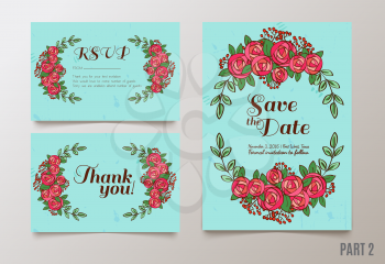 Trendy yellow card with roses for weddings, save the date invitation, RSVP and thank you, valentines day  cards. Contemporary glamour  template 