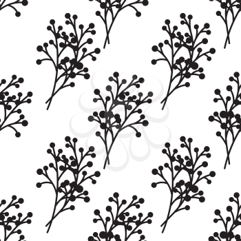Branches black and white. Vector seamless pattern.Stylish texture. Endless floral background.