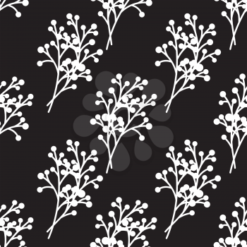 Branches black and white. Vector seamless pattern.Stylish texture. Endless floral background.