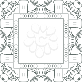 Concept of healthy food. Frame, border icons organic vegetables. Vegatariantsy.