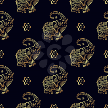 Gold elephant seamless pattern. Texture for scrapbooking, wrapping paper, textiles, home decor, skins smartphones, website, web page, textile wallpapers, surface design fashion wallpaper