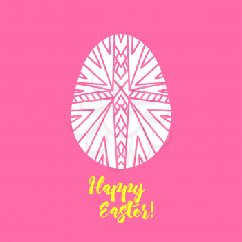 Happy Easter greeting card template in paper cutting style. Laser cutting template for greeting cards. Stencil for paper, plastic, wood, plotter.Abstract silhouette pattern.
