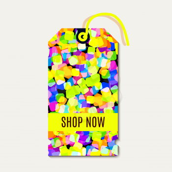 Bright tags with rainbow glitter. Suitable for sales, offers for discounts, shops, packaging