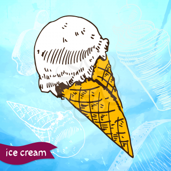 Doodle ice cream frozen dessert style sketch in vector format