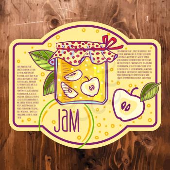 Sweet and healthy homemade jam paper label  vector illustration