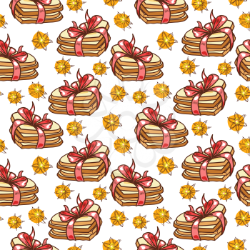 Seamless pattern with heart-shaped cookies, pink ribbons, Dittany style doodle, sketch graphs