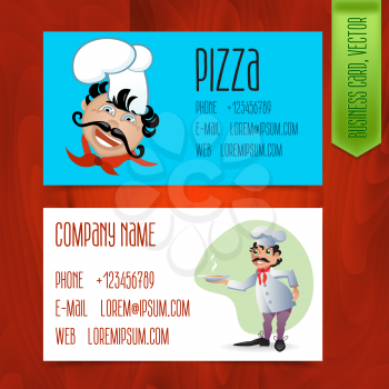 Set of modern business cards for restaurants, chefs, cafes, pizzerias