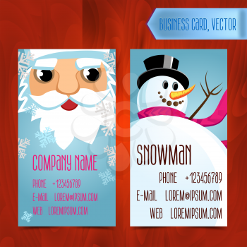 Set of winter modern business card for Santa Claus, the organizers of the New Year holidays, winter activities