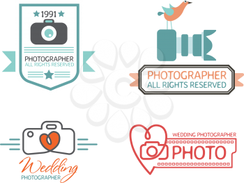 Set Photography Hipster Badges and Labels in Vintage Style