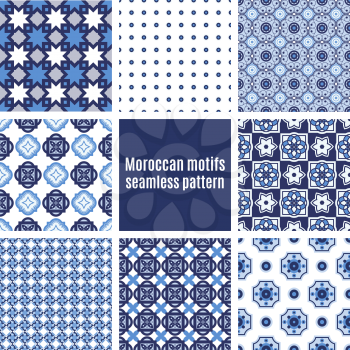 Set the Portuguese azulejo tiles. Seamless patterns. For scrapbooking, wallpaper, cases for smartphones, web design, print.