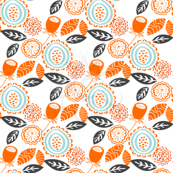 Seamless retro floral pattern  in pastel colors