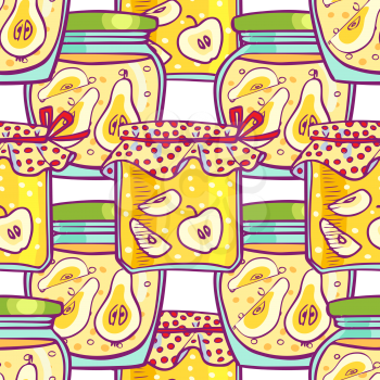 jam seamless pattern pear, apple doodle sketch