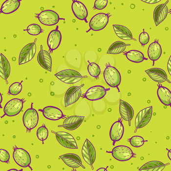Gooseberry in doodle, sketch style seamless texture