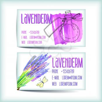Set saturated modern business card template with lavender