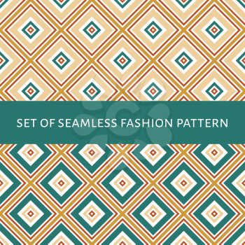 Set complimentary fabric seamless vector geometric rhombus color pattern background