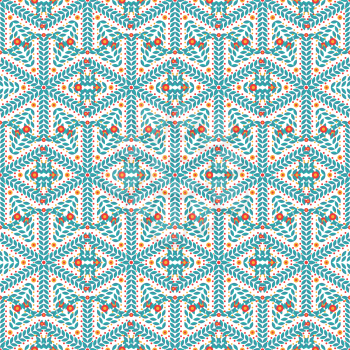 Vintage winter seamless  pattern of blue snowflakes 