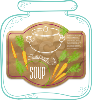 Label soup kraft paper. Handmade. Vector illustration
