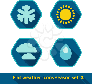set of weather icons in the style of a flat design, can be used for websites, interfaces, applications