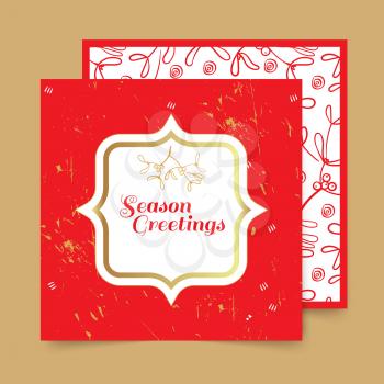 Postcard Merry Christmas Congratulations on a red background in the style of hand-drawing.