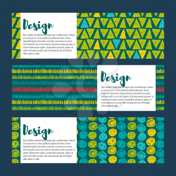 Set Vector  hipster backgrounds in blues and greens. Hand drawn style Trend green flash color.