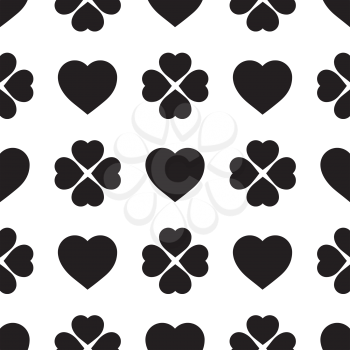 Monochrome seamless pattern with clover leaves, the symbol of St. Patrick's Day in Ireland. Texture for scrapbooking, wrapping paper, textiles, home decor, skins smartphones backgrounds cards, website, web page, textile wallpapers, surface design, fashion, wallpaper, pattern fills.