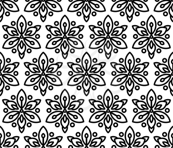 Seamless pattern with clematis. Beautiful black flowers on a white background in a flat minimalist wallpaper, print, fabric, textile, cases smartphone wrap soaps and cosmetics. Vector illustration.