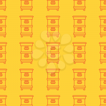 Beautiful Seamless pattern in a linear style on the theme of apiary and beekeeping. Bee houses, beehives. Texture for scrapbooking, wrapping paper, textiles, web page, wallpapers, surface design,