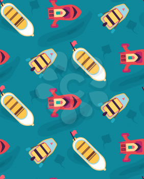 Boats, yachts on the sea on a cruise. Seamless pattern. Texture for scrapbooking, wrapping paper, textiles, web page, wallpapers, surface design, fashion