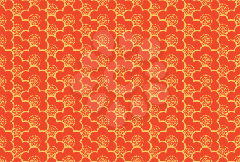 Japanese ornament with sakura flowers vector seamless pattern. Premium vintage background. Motif for packaging, cosmetic, wine, chocolate, fabric design. Ornament Gold and red color.