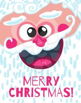 Santa Claus seen smiling face, beard, mustache, smile and eyes. Can be used as a poster, posters, invitations, postcards.