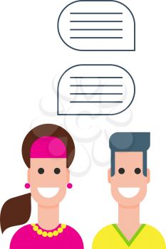 people icons with colorful dialog speech bubbles in flat style. The idea of communication.