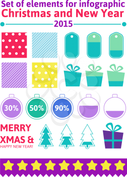 Set elements of infographics for Christmas and New Year in flat style