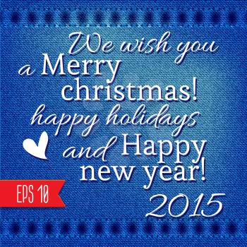 Happy New Year and Merry Christmas lettering Greeting Card. Vector illustration.