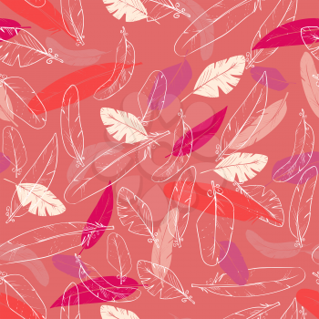 Vector seamless pattern with raven's feathers.