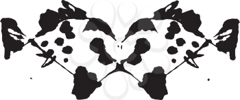 Rorschach inkblot test illustration, random symmetrical abstract ink stains. Psycho diagnostic for inkblot, Rorschach projection psychological techniques or a simple test for silhouette spot Vector