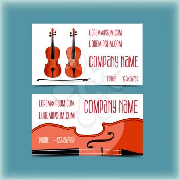 Set of modern business card for a musician, violinist